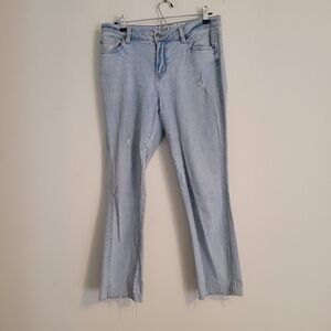 Good Hart Matilda Jane Highrise Stovepipe light denim jeans raw hem distressed